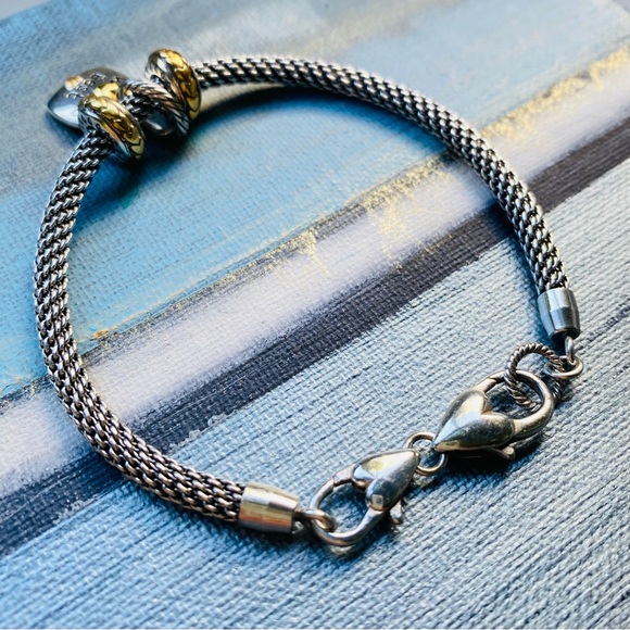 NWOT BRIGHTON "World's Best Grandma" Silver & Gold Two-Tone Charm Bracelet 8.25 - Picture 7 of 7